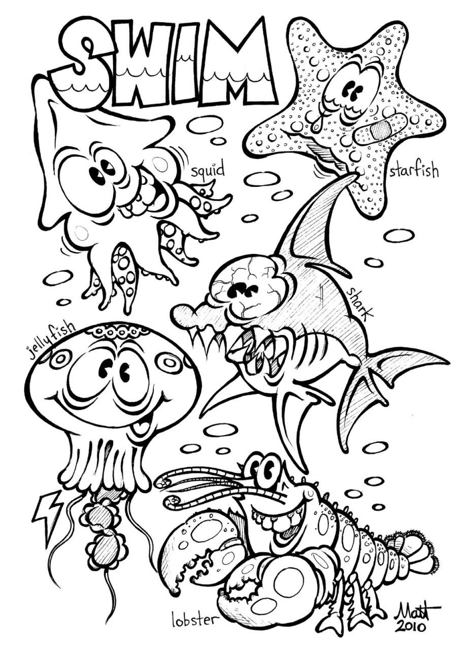 10 Beautiful Ocean Animal Coloring Pages Free to Print