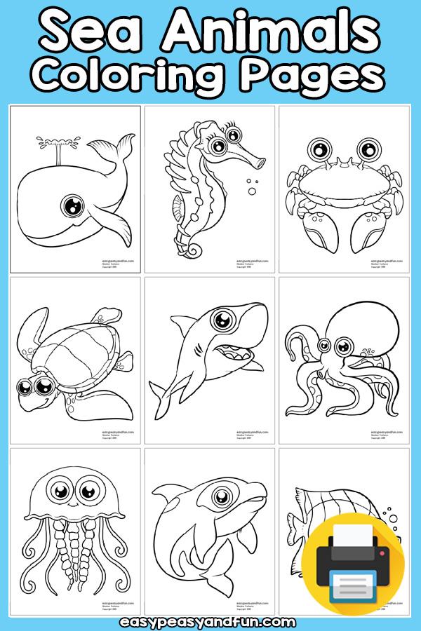 50+ Top Cute Animal Coloring Pages For Kids Ocean Line Art