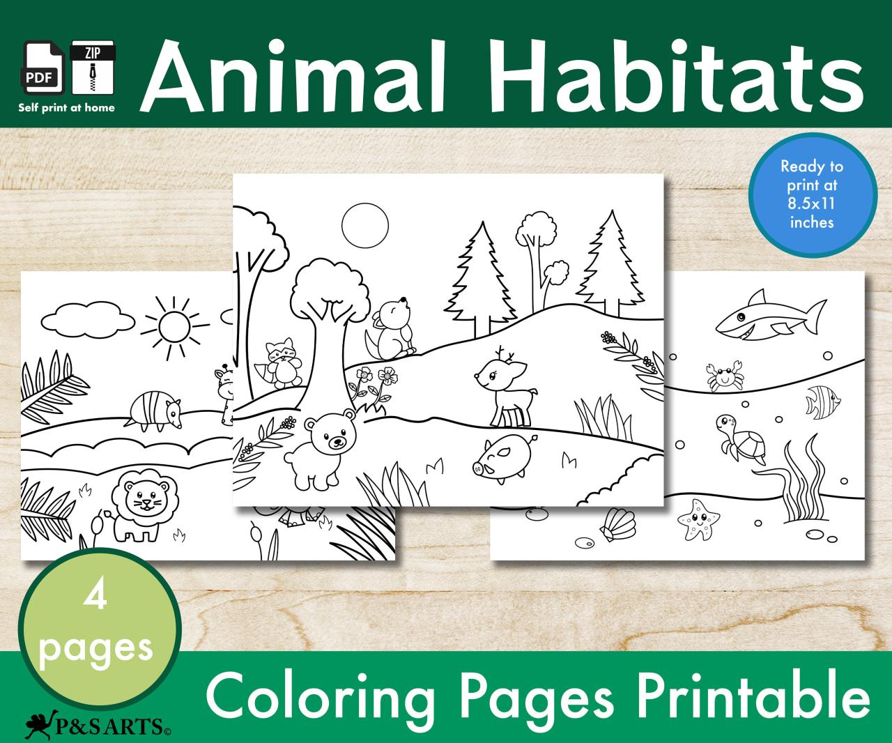 10 Animal Habitat Coloring Pages for Learning Fun