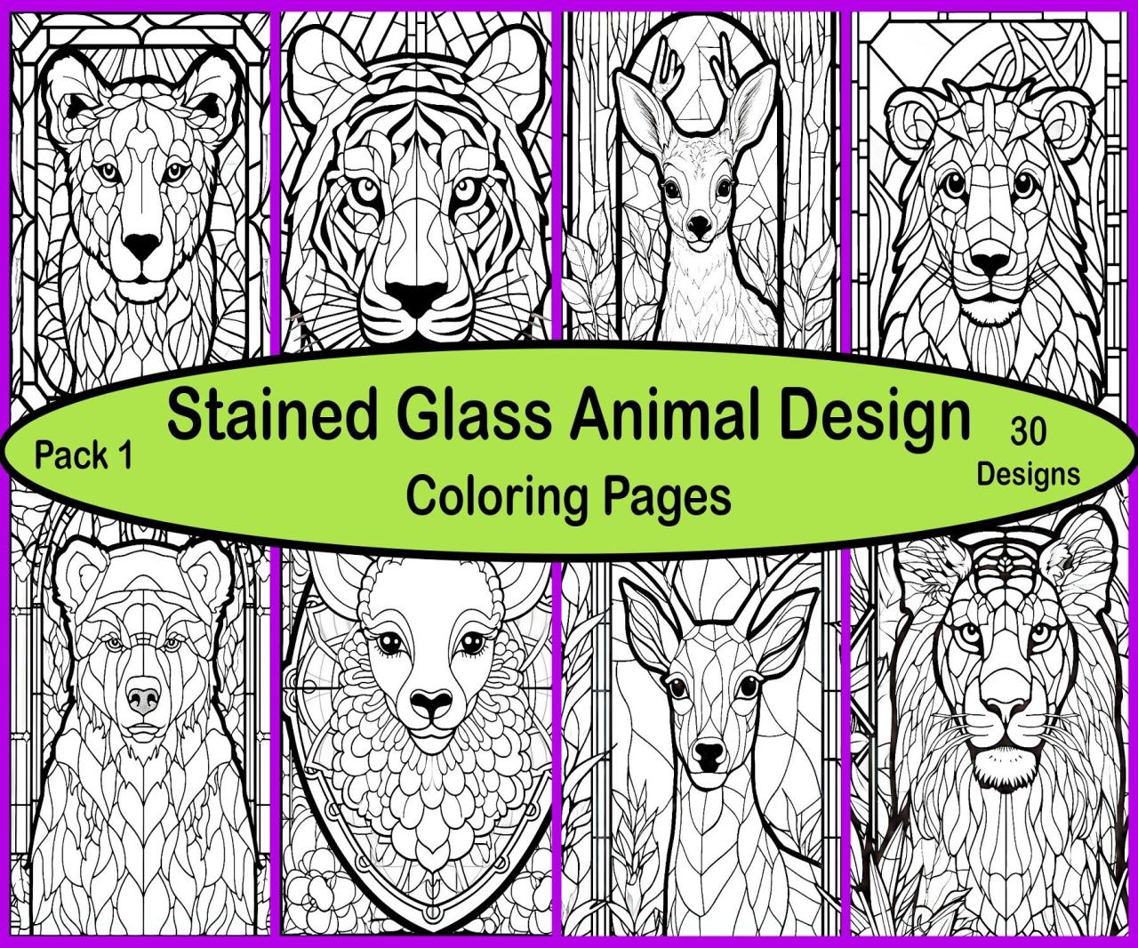 10 Unique Stained Glass Animal Coloring Pages to Color