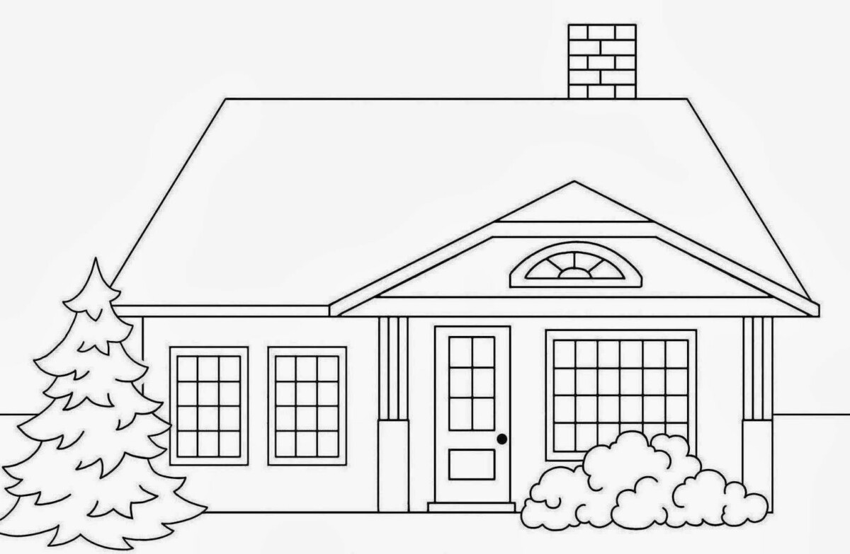 30 Printable House Shape Coloring Pages for Adults 9