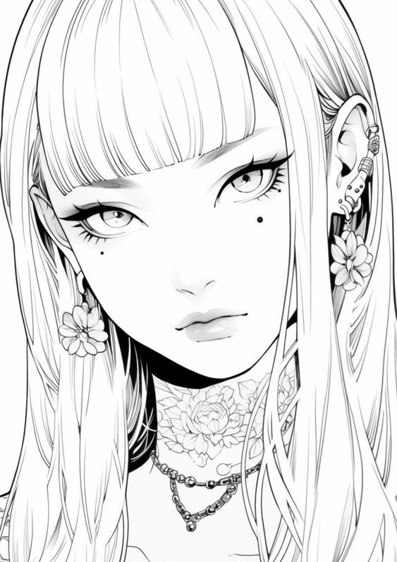 33 Manga Girls Coloring Pages for Adult Free Printable 22