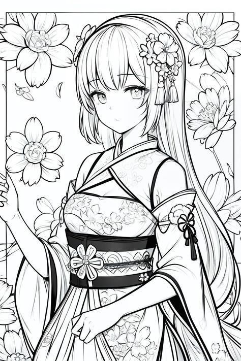 33 Manga Girls Coloring Pages for Adult Free Printable 29