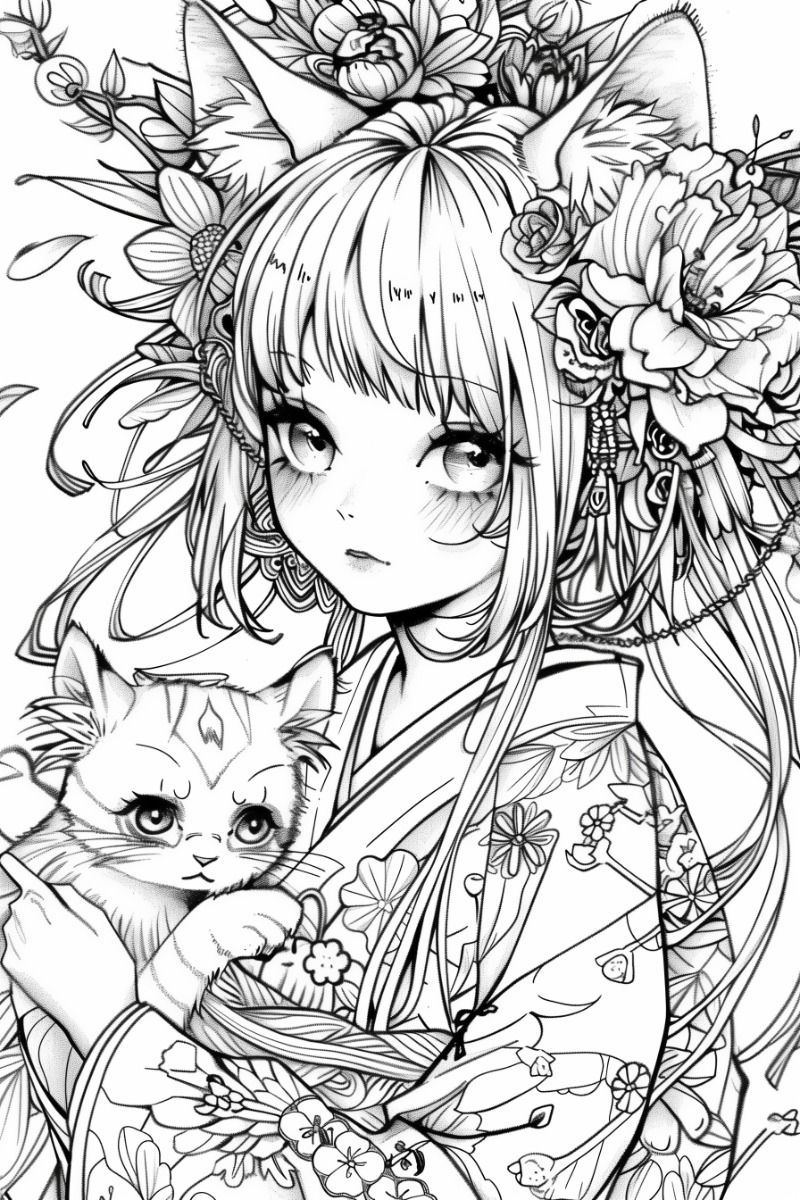 33 Manga Girls Coloring Pages for Adult Free Printable 8