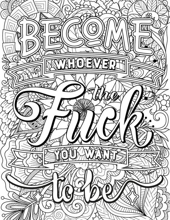 48 Adult Coloring Pages Swear Words Funny Printable 15