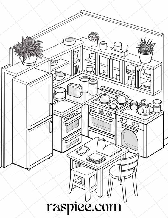 48 Interior House Coloring Pages Free Printable 12