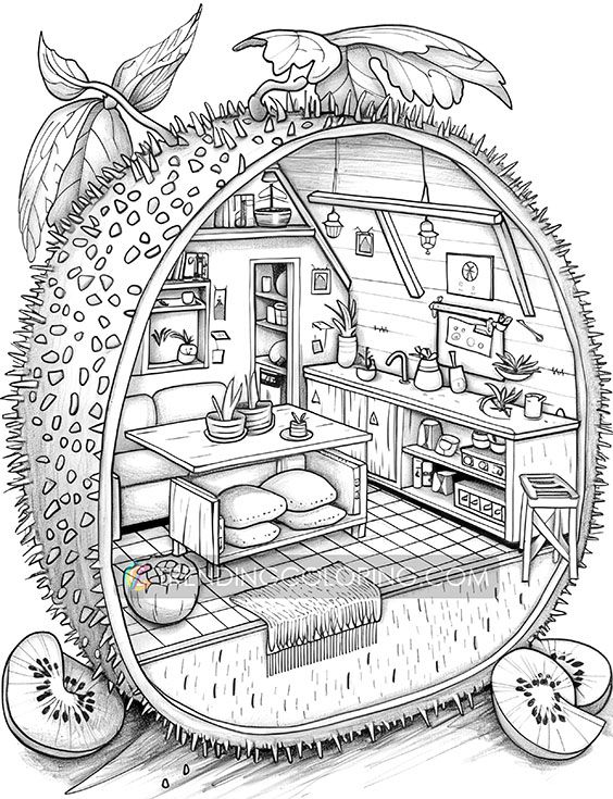 48 Interior House Coloring Pages Free Printable 13