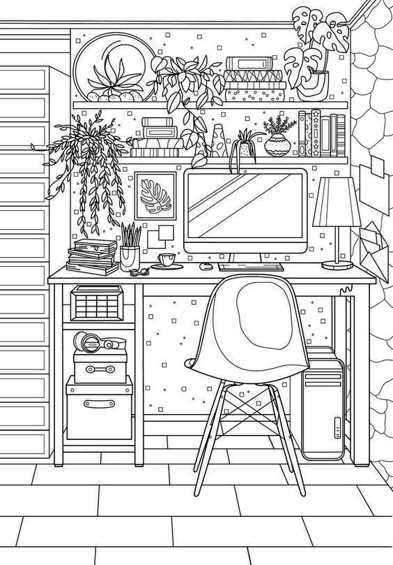 48 Interior House Coloring Pages Free Printable 15