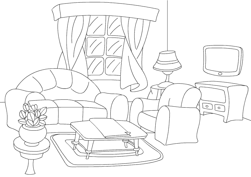 48 Interior House Coloring Pages Free Printable 18