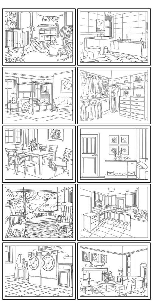 48 Interior House Coloring Pages Free Printable 19