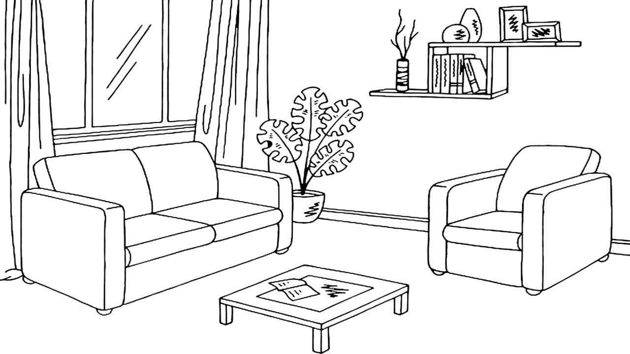 48 Interior House Coloring Pages Free Printable 31