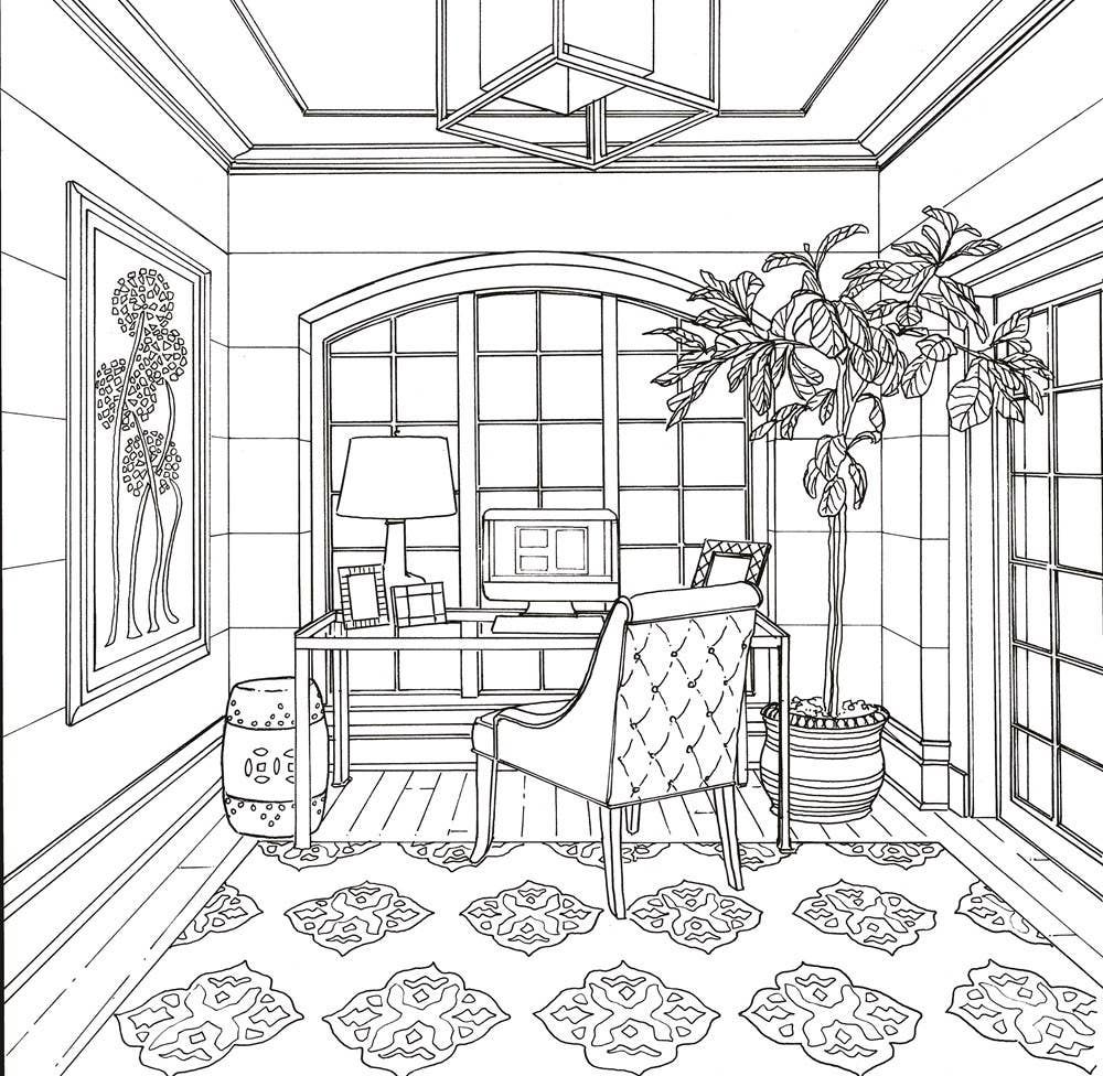 48 Interior House Coloring Pages Free Printable 32