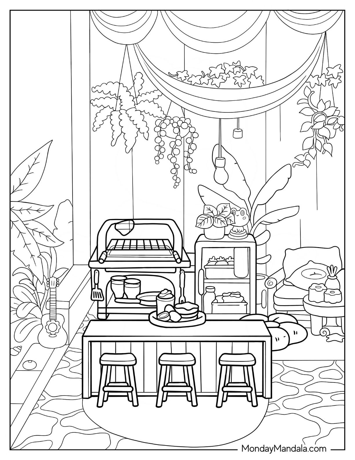 48 Interior House Coloring Pages Free Printable 39