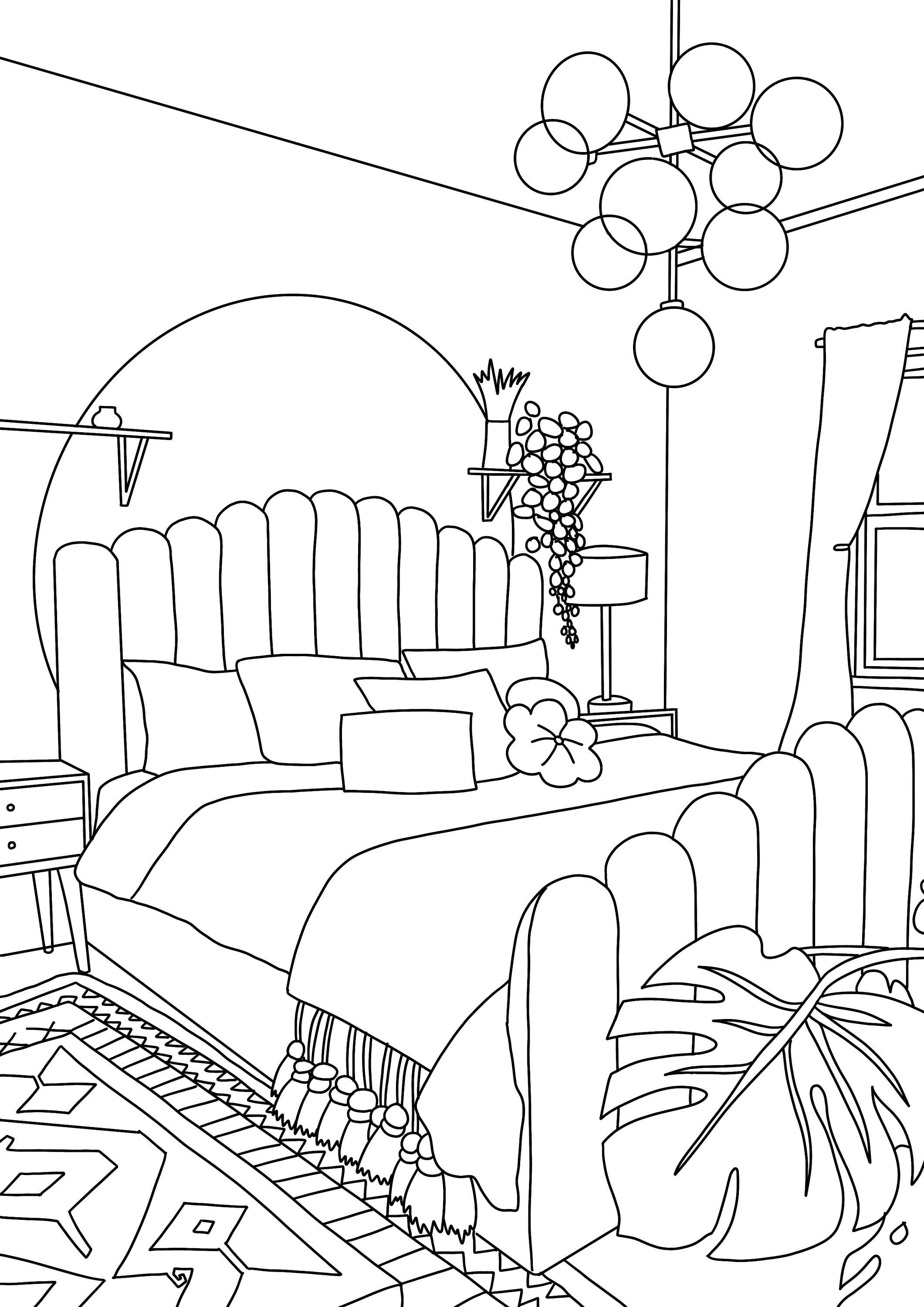 48 Interior House Coloring Pages Free Printable 44