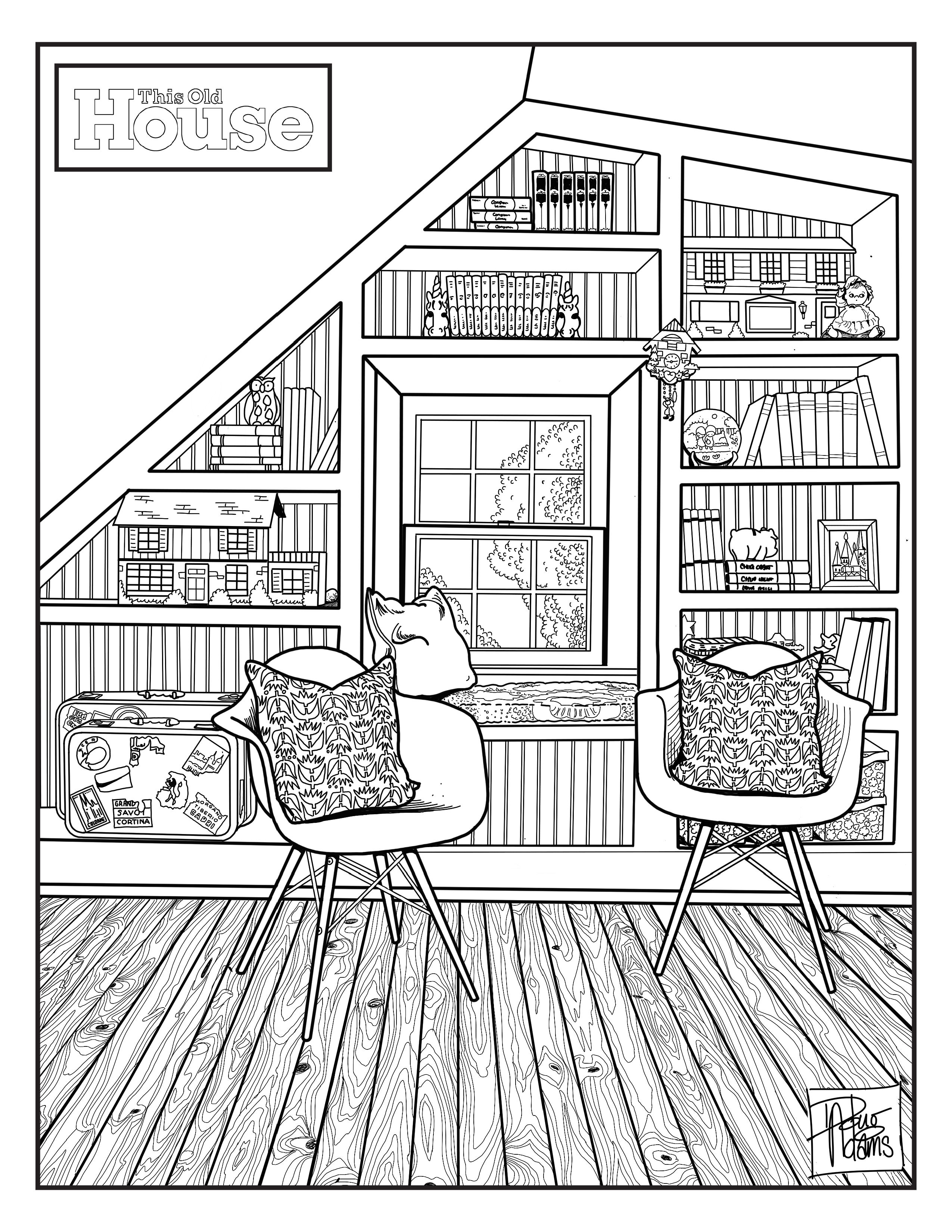 48 Interior House Coloring Pages Free Printable 47