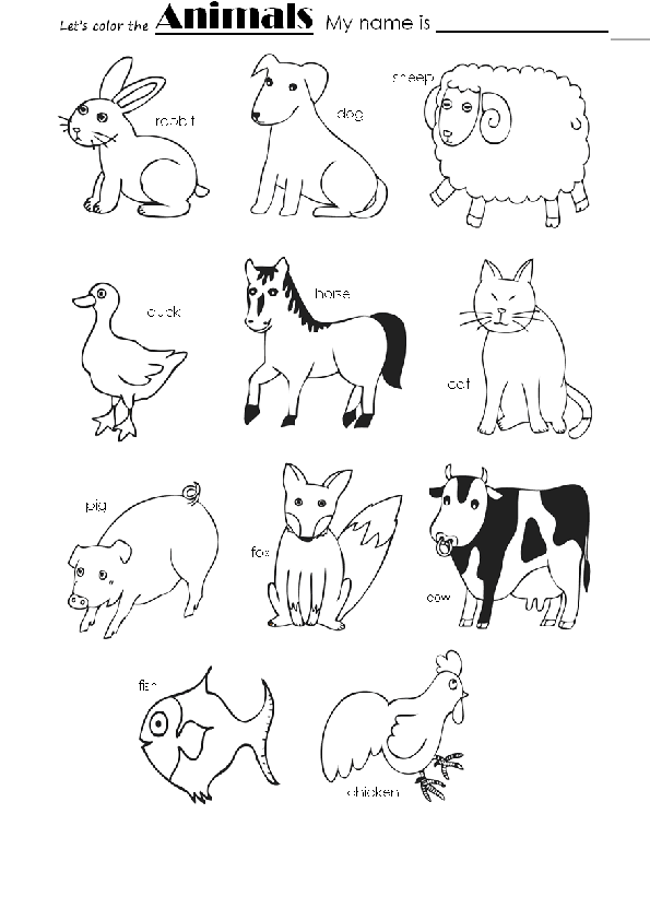 Domestic Animal Coloring Pages for Kids Free Printable 12