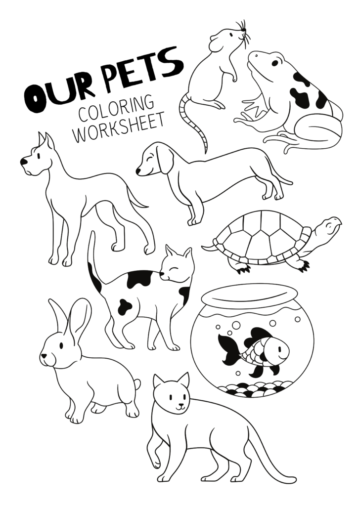 Domestic Animal Coloring Pages for Kids Free Printable 5