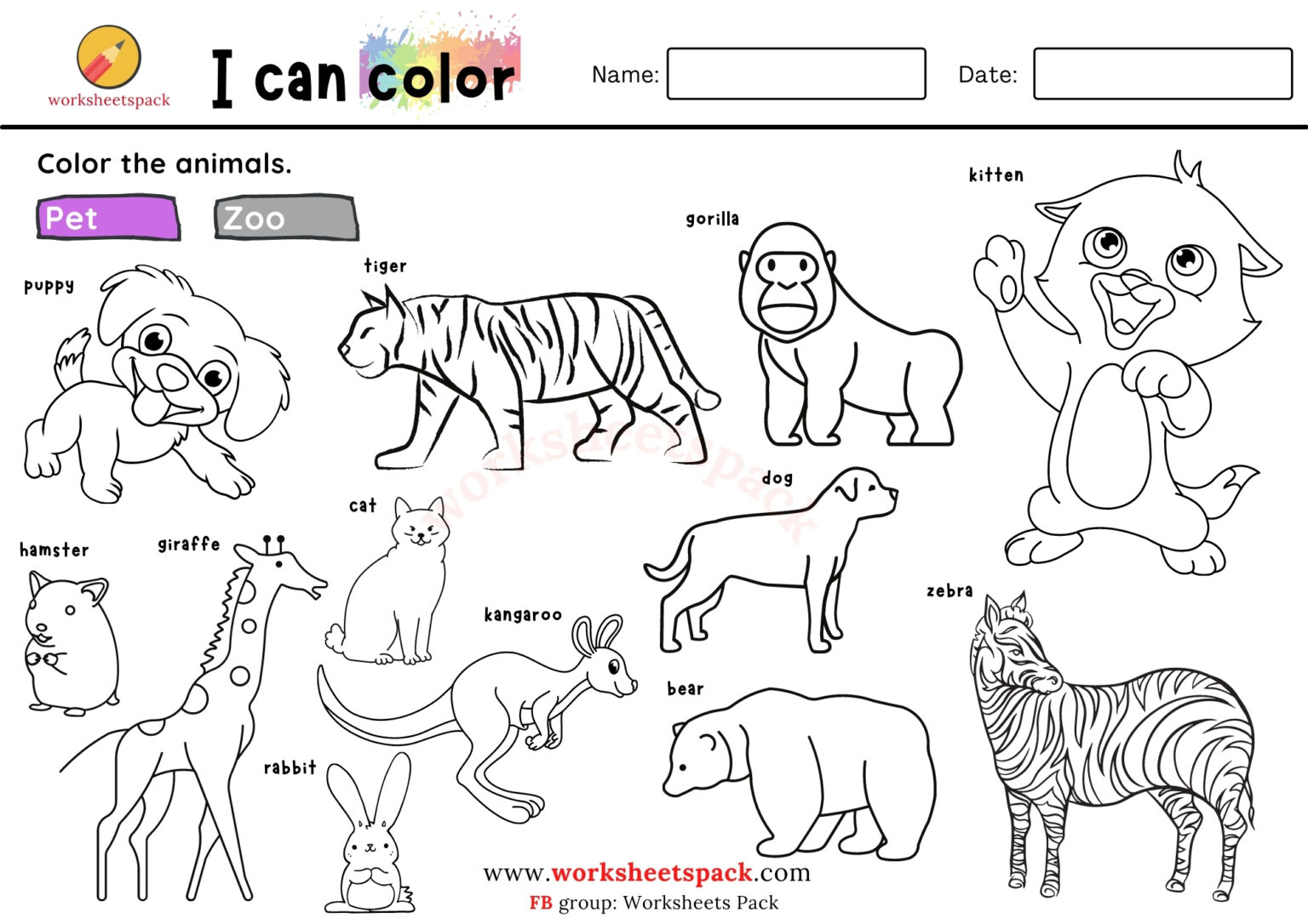 Domestic Animal Coloring Pages for Kids Free Printable 9