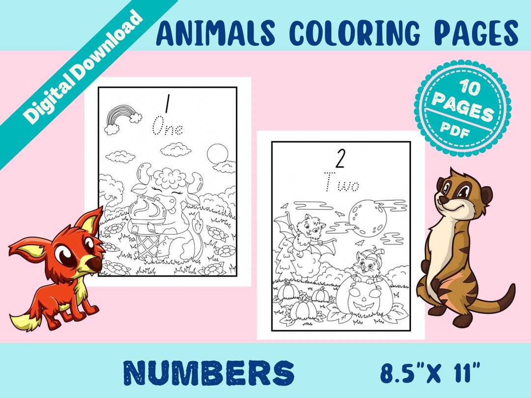 10 Animal Number Coloring Pages for Learning Fun