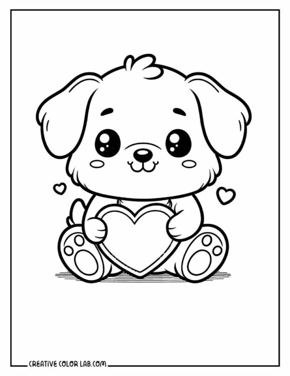 5+ Puppy Valentine's Coloring Pages Activities for Kids 3